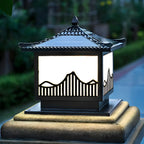 Traditional Bronze Home-Shape Solar Outdoor Post Lights