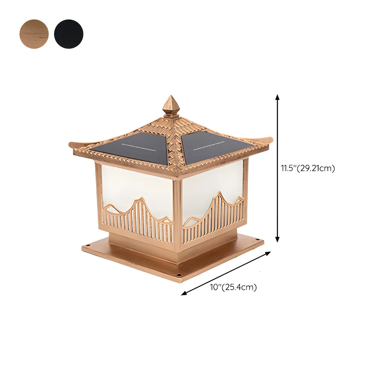 Traditional Bronze Home-Shape Solar Outdoor Post Lights