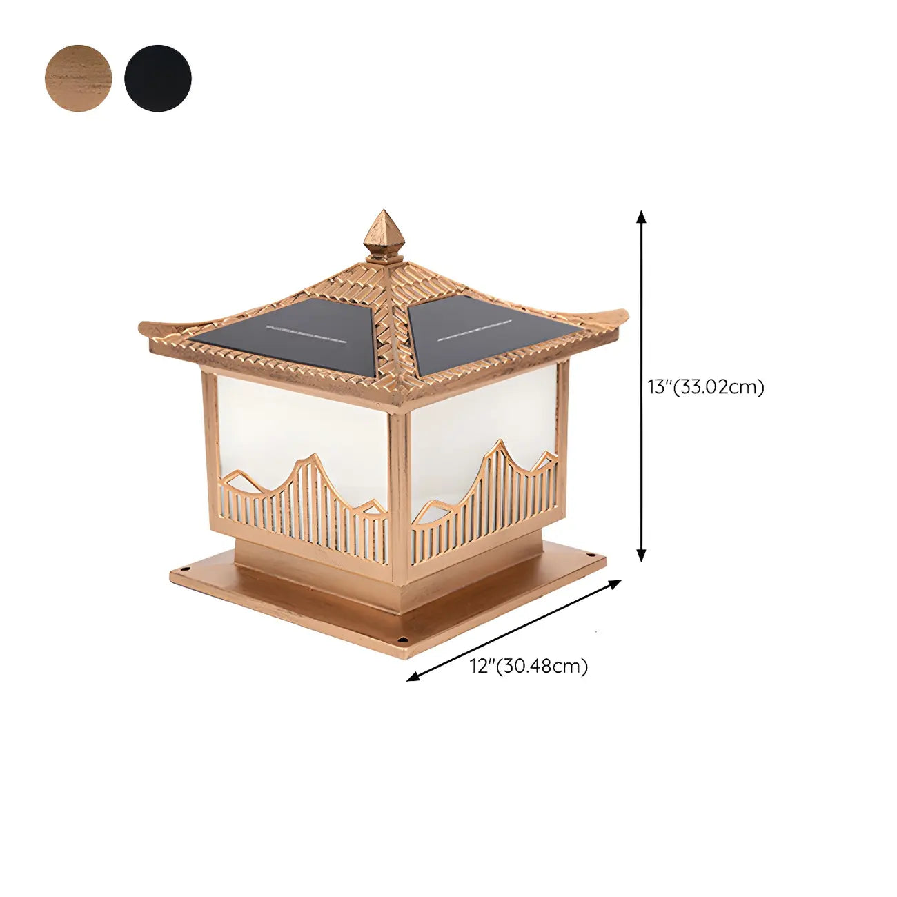 Traditional Bronze Home-Shape Solar Outdoor Post Lights