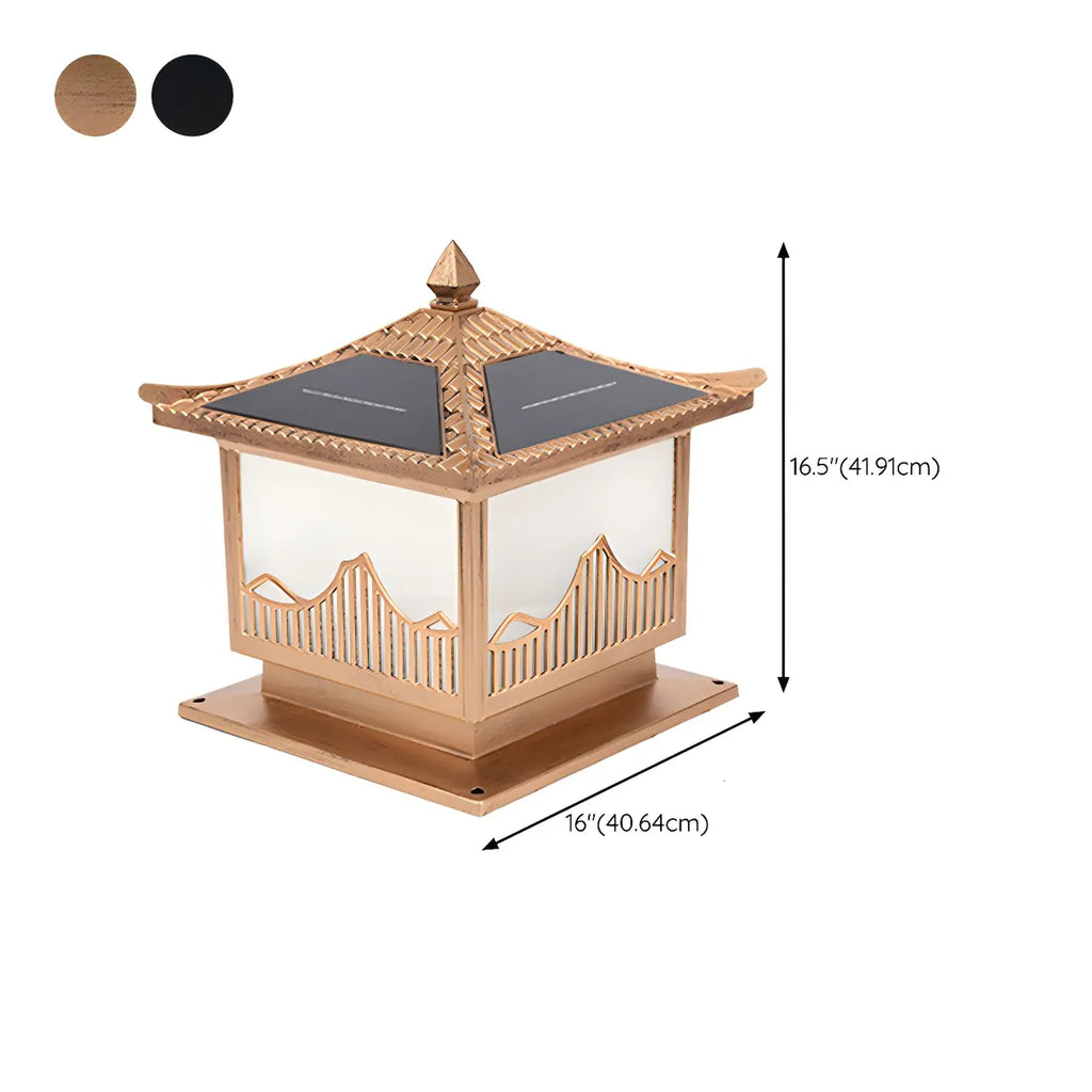 Traditional Bronze Home-Shape Solar Outdoor Post Lights