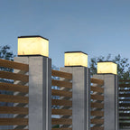 Modern Warm Light Cube Solar Outdoor Post Lights