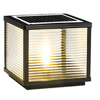 Modern Warm Light Cube Solar Outdoor Post Lights