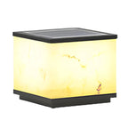 Modern Warm Light Cube Solar Outdoor Post Lights