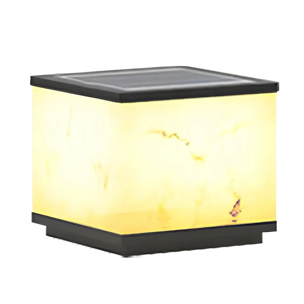 Modern Warm Light Cube Solar Outdoor Post Lights