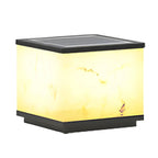 Modern Warm Light Cube Solar Outdoor Post Lights