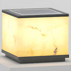 Modern Warm Light Cube Solar Outdoor Post Lights