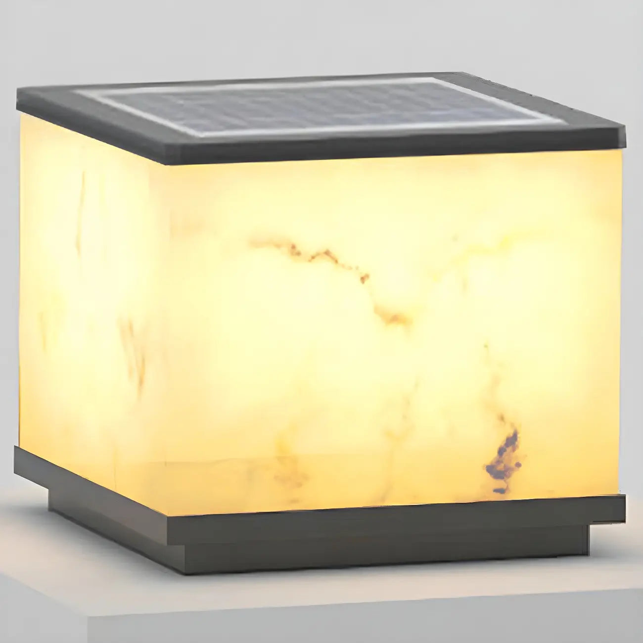 Modern Warm Light Cube Solar Outdoor Post Lights