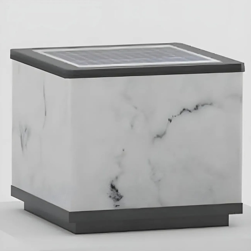 Modern Warm Light Cube Solar Outdoor Post Lights