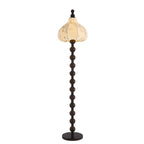 Stacked Ball Wood Floor Lamp with Fabric Shade for Living Room