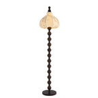 Stacked Ball Wood Floor Lamp with Fabric Shade for Living Room