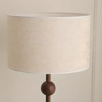 Stacked Ball Wood Floor Lamp with Fabric Shade for Living Room