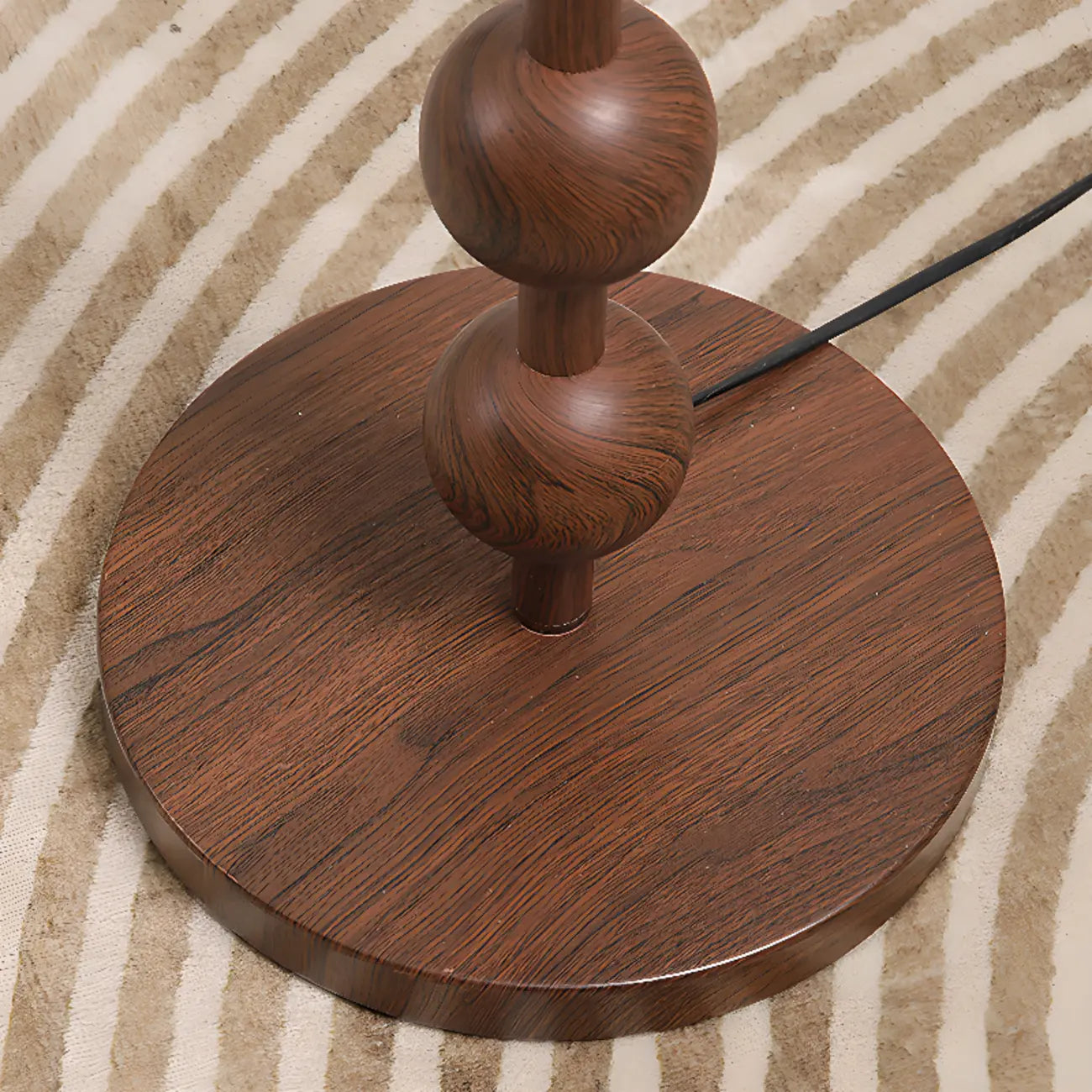 Stacked Ball Wood Floor Lamp with Fabric Shade for Living Room