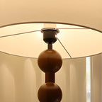 Stacked Ball Wood Floor Lamp with Fabric Shade for Living Room