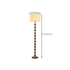 Stacked Ball Wood Floor Lamp with Fabric Shade for Living Room