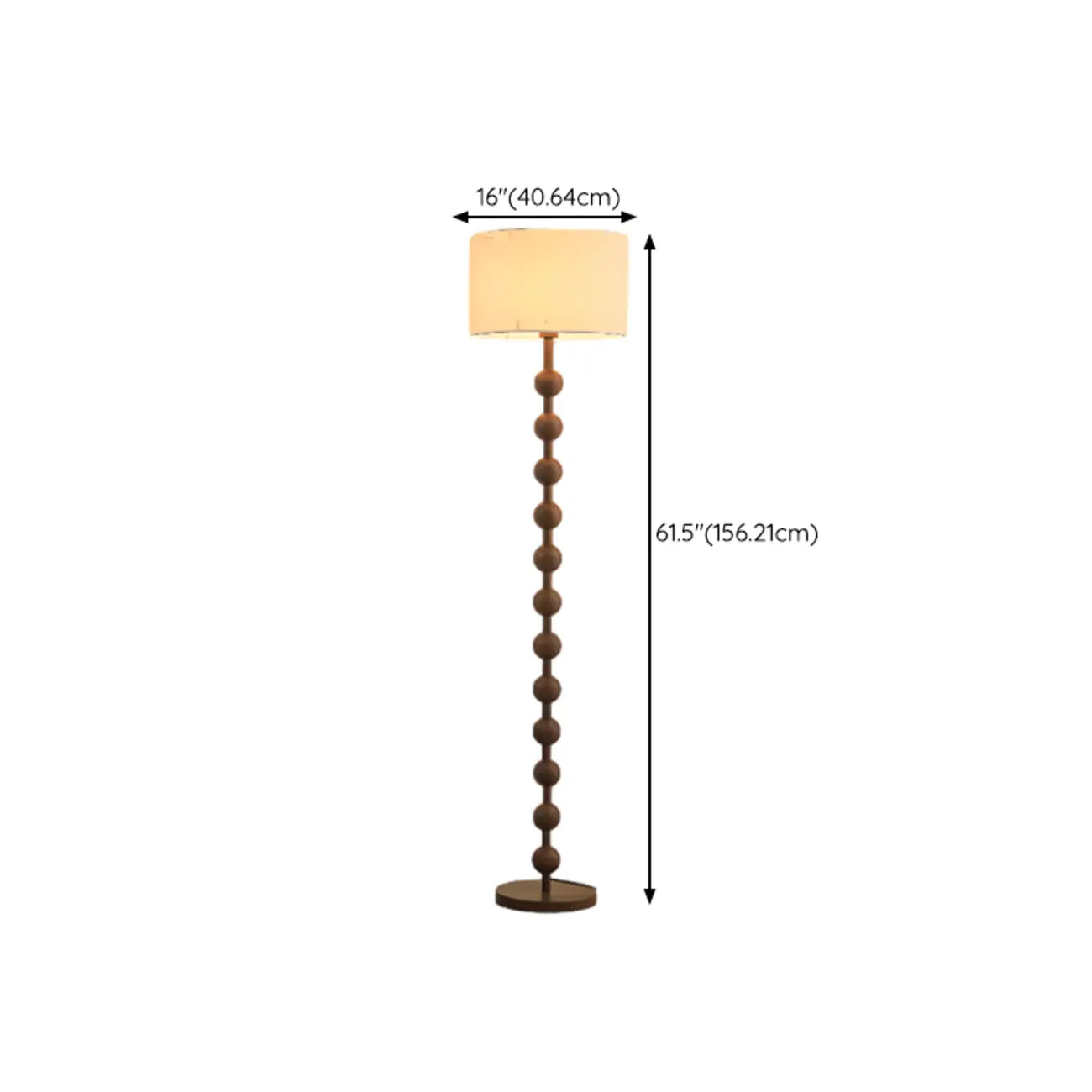 Stacked Ball Wood Floor Lamp with Fabric Shade for Living Room