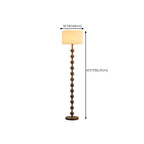 Stacked Ball Wood Floor Lamp with Fabric Shade for Living Room
