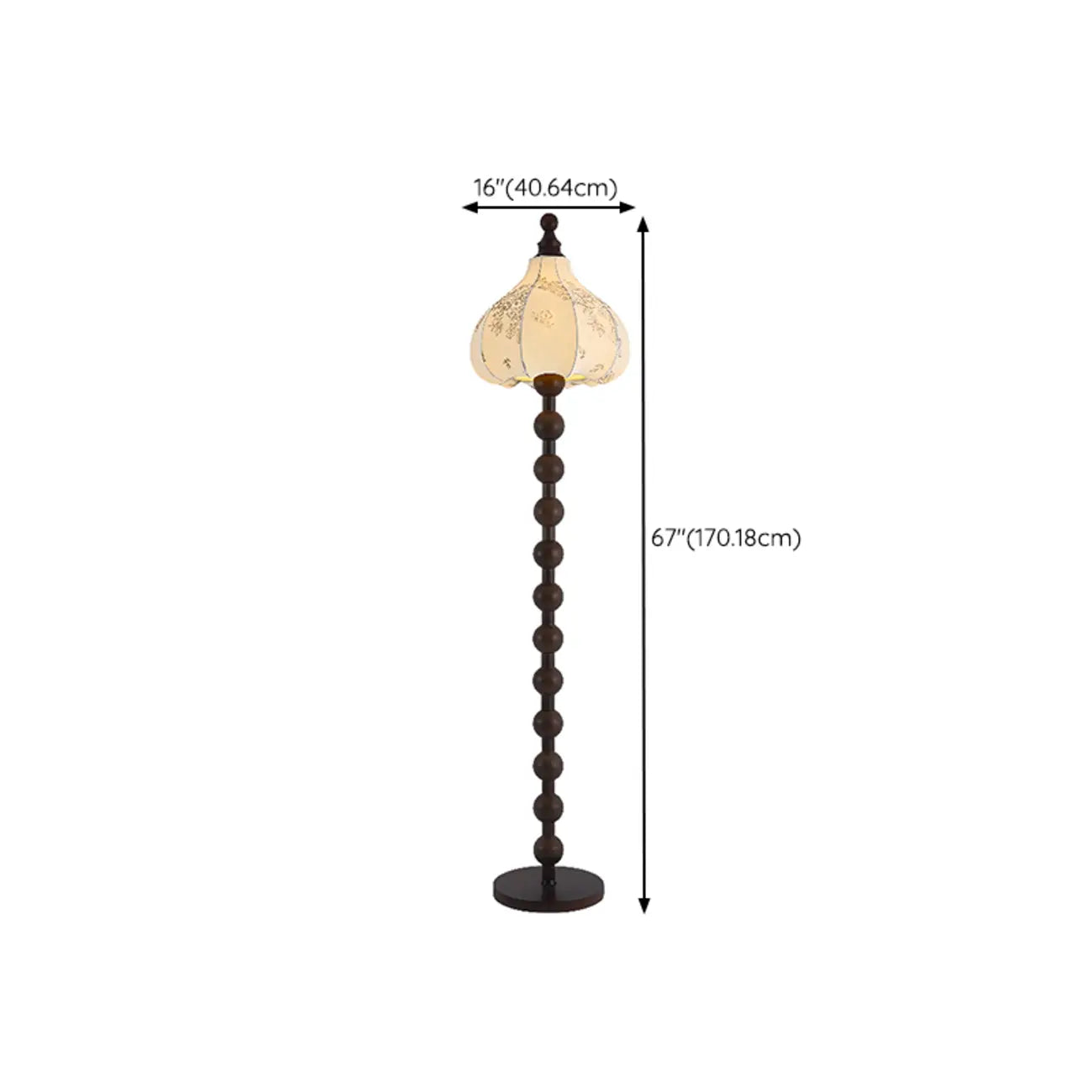 Stacked Ball Wood Floor Lamp with Fabric Shade for Living Room