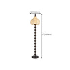 Stacked Ball Wood Floor Lamp with Fabric Shade for Living Room