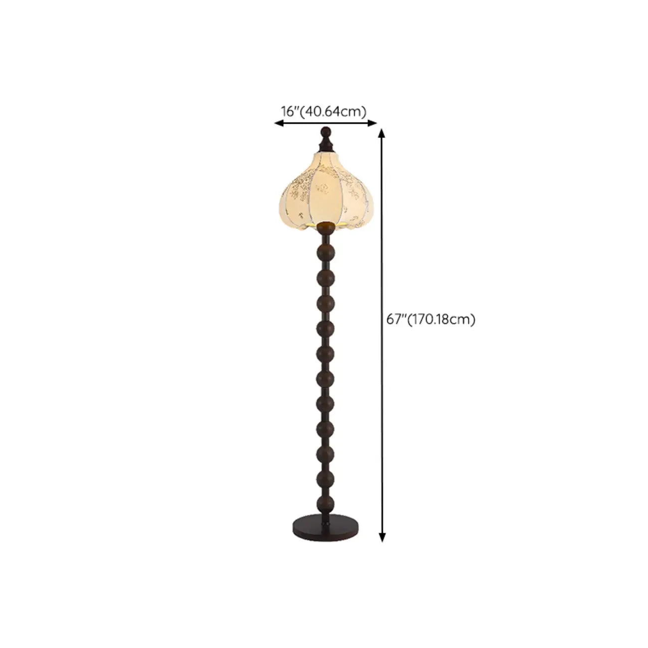 Stacked Ball Wood Floor Lamp with Fabric Shade for Living Room