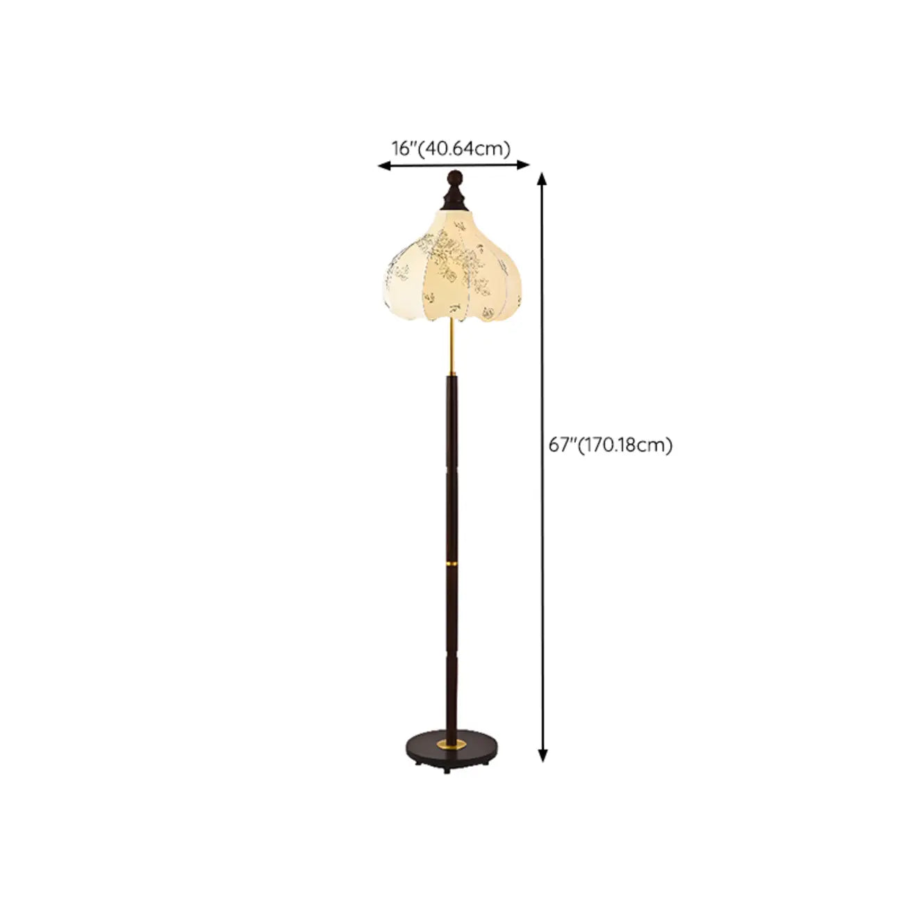 Stacked Ball Wood Floor Lamp with Fabric Shade for Living Room
