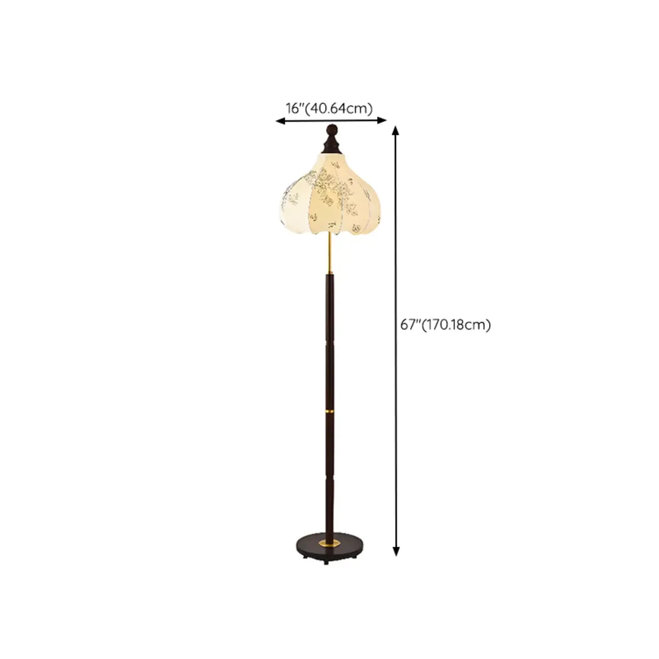 Stacked Ball Wood Floor Lamp with Fabric Shade for Living Room