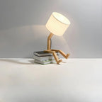 Unique Wood Table Lamp with Book Storage for Living Room
