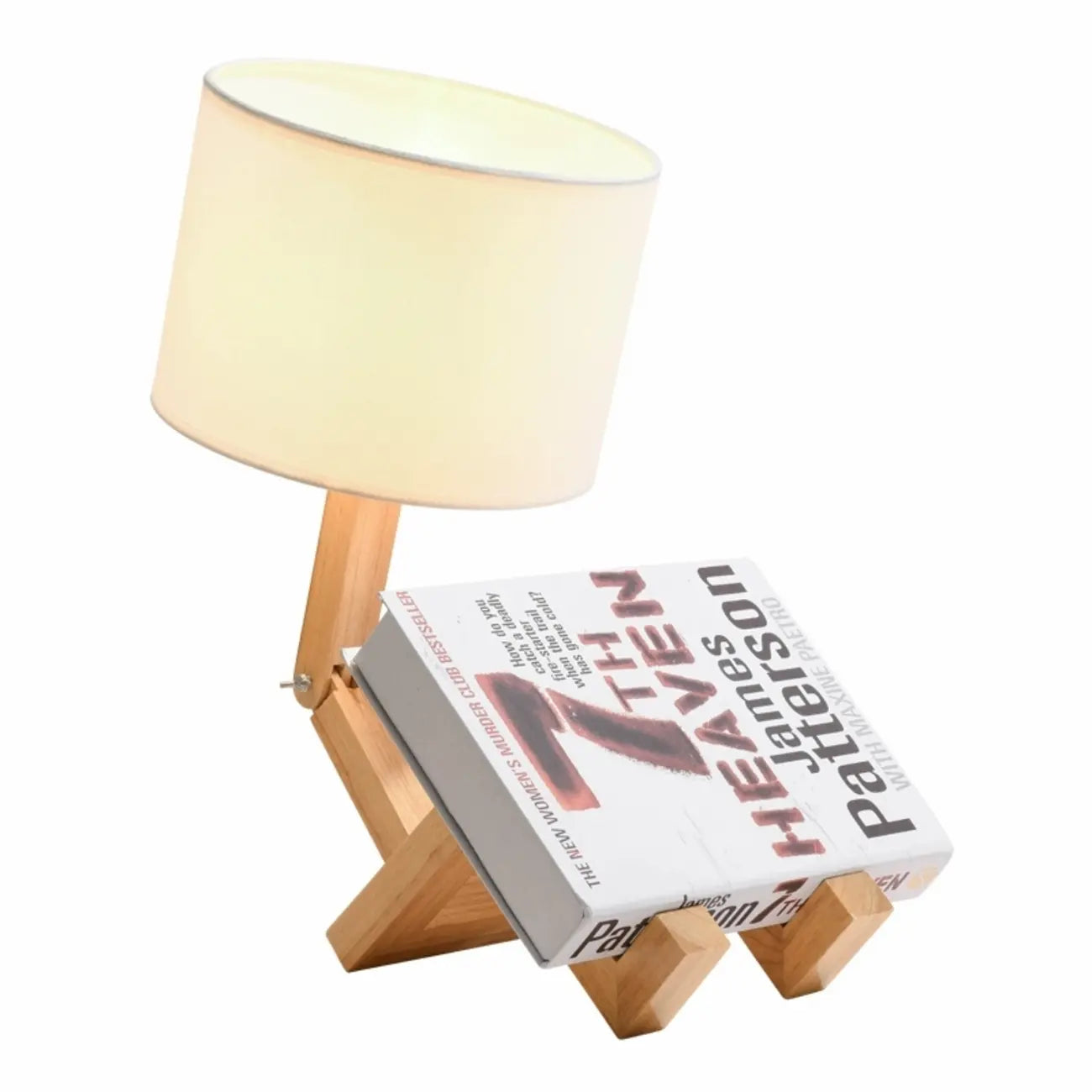 Unique Wood Table Lamp with Book Storage for Living Room