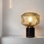Geometric Caramel Glass Table Lamp for Living Room