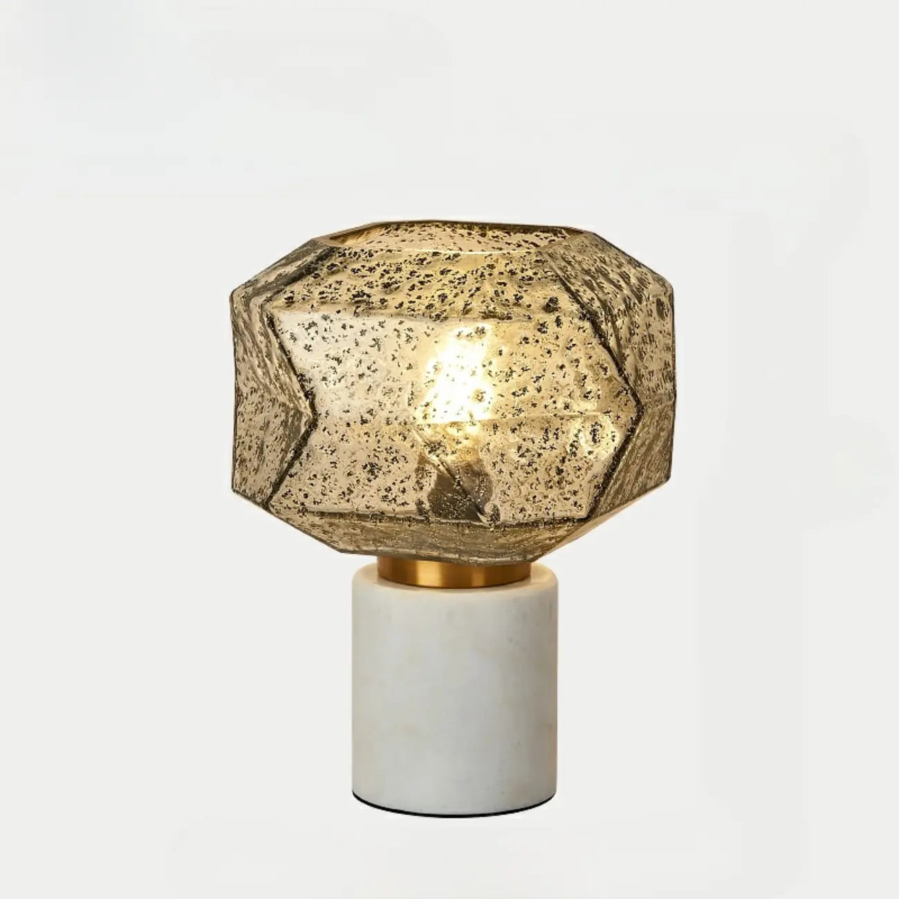 Geometric Caramel Glass Table Lamp for Living Room