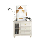 White Wooden Sideboard with 3 Drawers and Cabinets