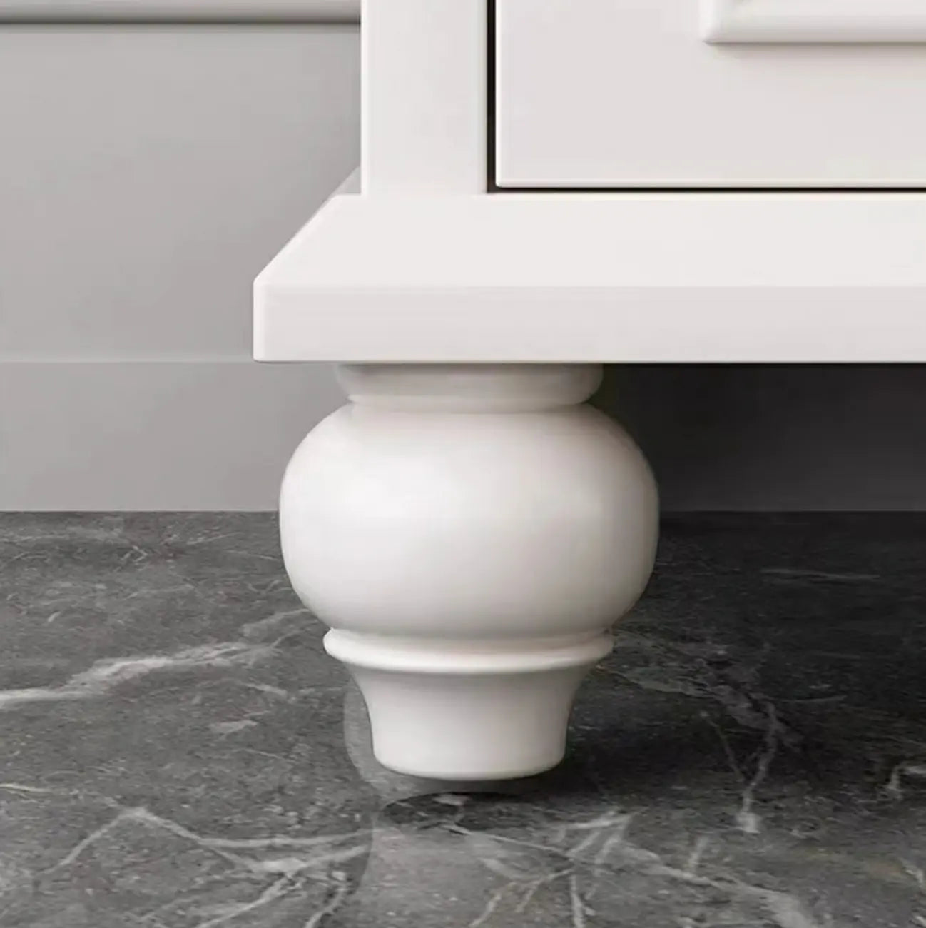White Wooden Sideboard with 3 Drawers and Cabinets