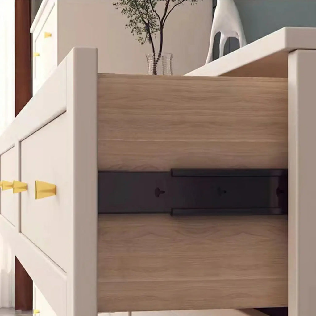 White Wooden Sideboard with 3 Drawers and Cabinets