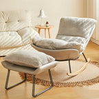 Suede Upholstered Rocking Chair with Ottoman for Living Room