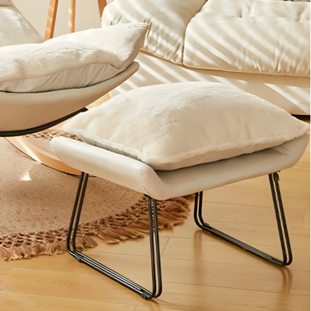 Suede Upholstered Rocking Chair with Ottoman for Living Room