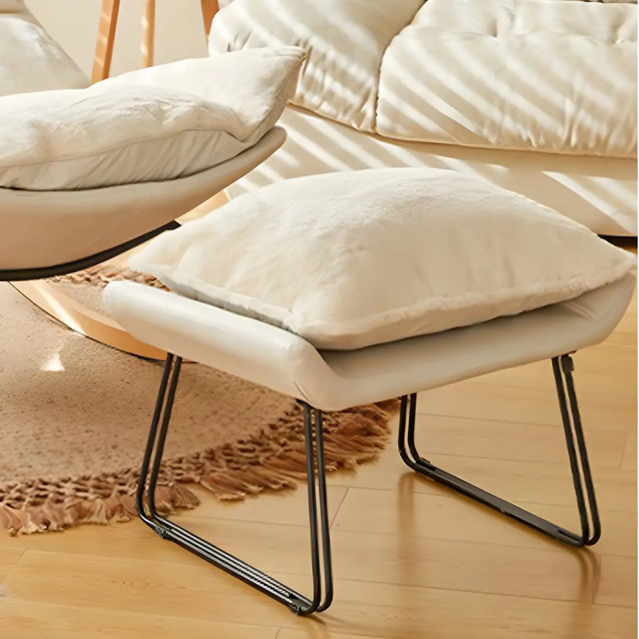 Suede Upholstered Rocking Chair with Ottoman for Living Room