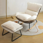 Suede Upholstered Rocking Chair with Ottoman for Living Room
