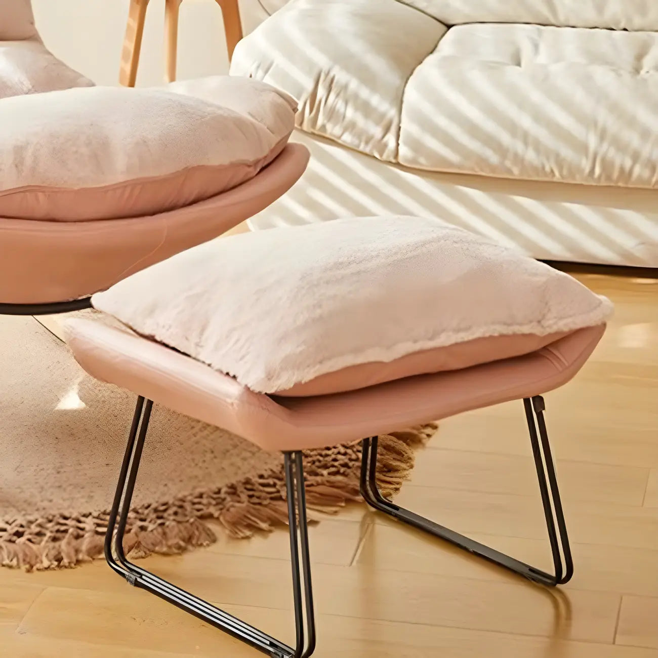 Suede Upholstered Rocking Chair with Ottoman for Living Room
