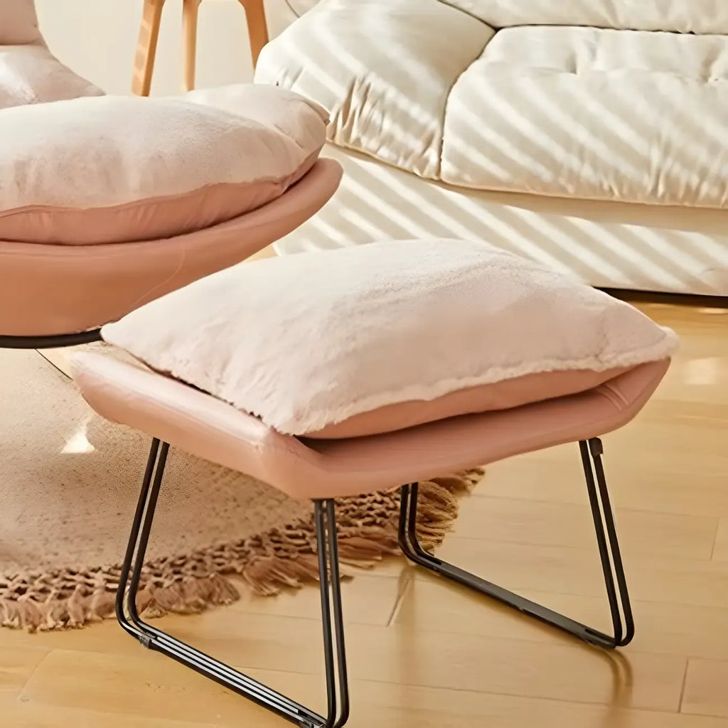 Suede Upholstered Rocking Chair with Ottoman for Living Room