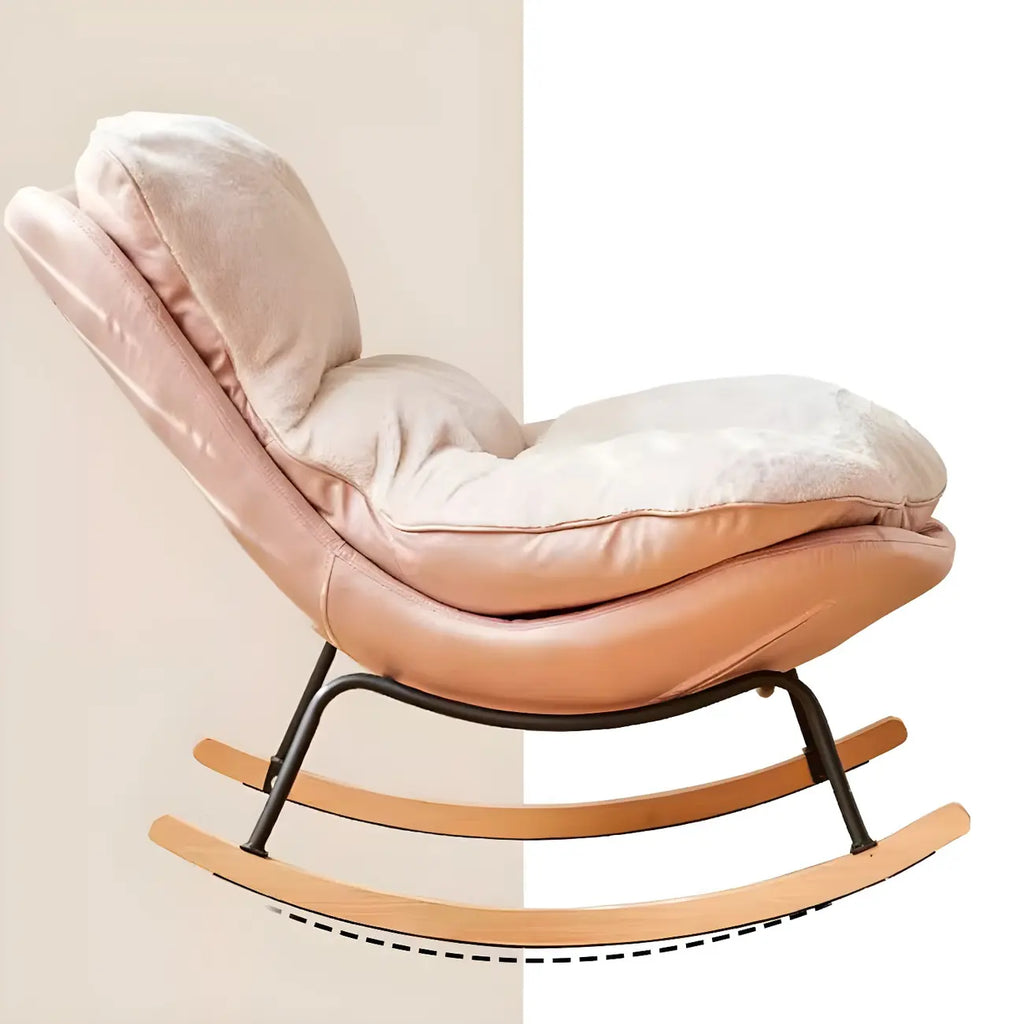 Suede Upholstered Rocking Chair with Ottoman for Living Room