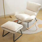 Suede Upholstered Rocking Chair with Ottoman for Living Room