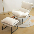 Suede Upholstered Rocking Chair with Ottoman for Living Room