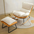 Suede Upholstered Rocking Chair with Ottoman for Living Room
