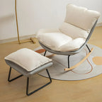 Suede Upholstered Rocking Chair with Ottoman for Living Room