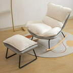 Suede Upholstered Rocking Chair with Ottoman for Living Room