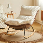 Suede Upholstered Rocking Chair with Ottoman for Living Room