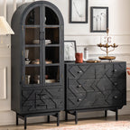 Rectangular Black Parlor Accent Cabinet with Straight Legs