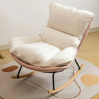 Suede Upholstered Rocking Chair with Ottoman for Living Room