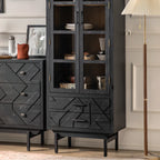 Rectangular Black Parlor Accent Cabinet with Straight Legs
