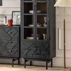Rectangular Black Parlor Accent Cabinet with Straight Legs