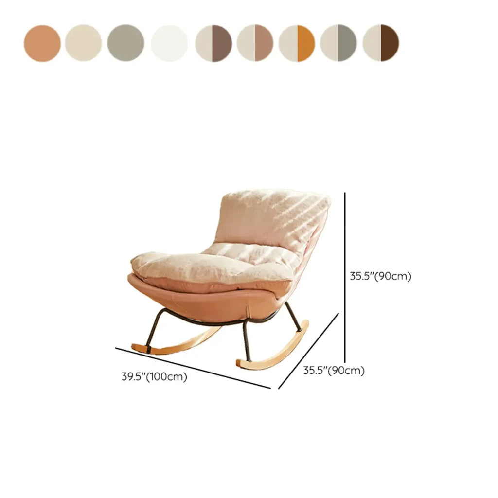 Suede Upholstered Rocking Chair with Ottoman for Living Room